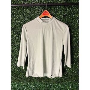 Nike Seafoam Green Ribbed Quarter Sleeve Mockneck Top Sz Medium